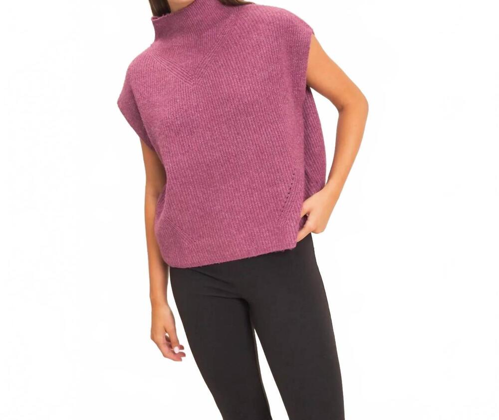 NEW HYFVE high neck cap sleeve sweater in plum